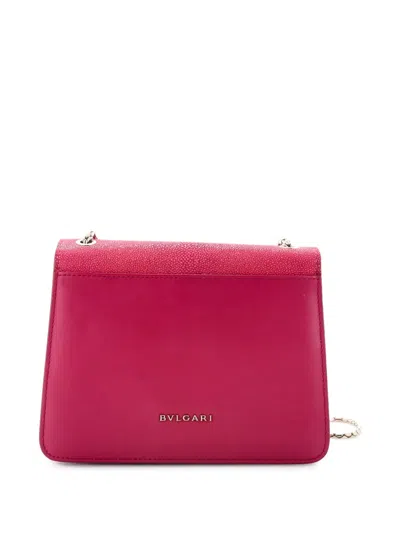 Pre-owned Bvlgari Serpenti Forever Square Leather And Stingray Small Shoulder Bag In Pink
