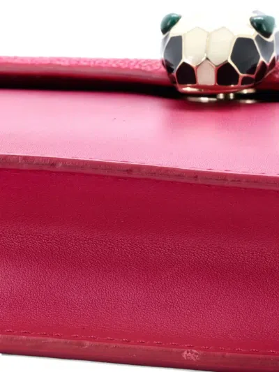 Pre-owned Bvlgari Serpenti Forever Square Leather And Stingray Small Shoulder Bag In Pink