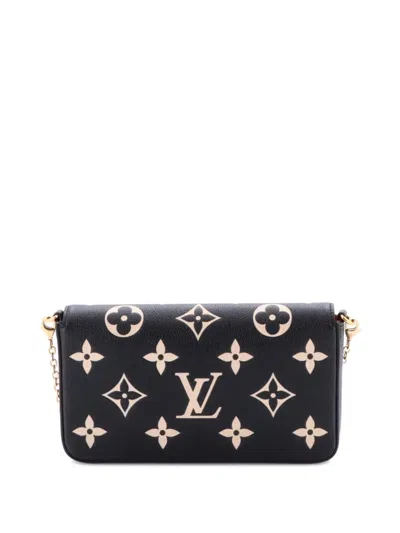Pre-owned Louis Vuitton Felicie Pochette Bicolor Monogram Empreinte Giant Crossbody Bag In Black