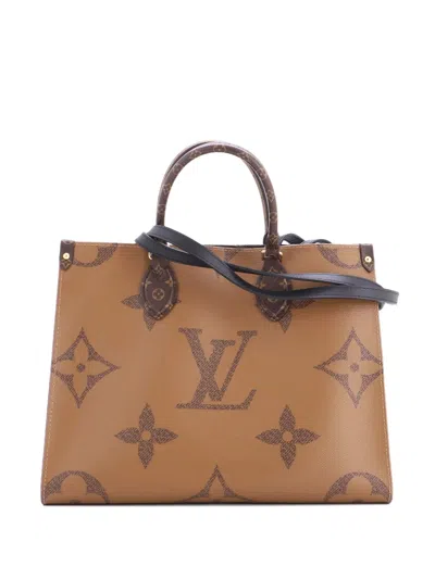 Pre-owned Louis Vuitton Onthego Reverse Monogram Giant Mm Tote Bag In Brown