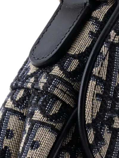 Pre-owned Dior Saddle Handbag Oblique Canvas Medium Shoulder Bag In Blue