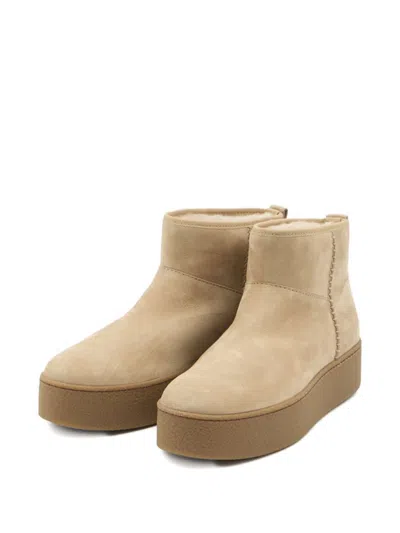 Hogan Shearling And Suede Boots In Multi