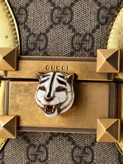 Pre-owned Gucci Osiride Top Handle Bag Gg Coated Canvas And Leather Medium Satchel In Black