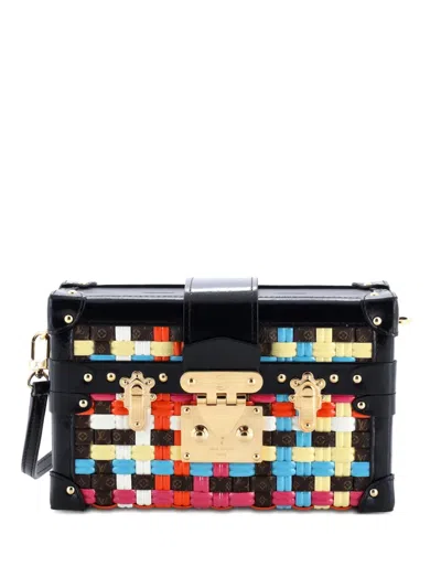 Pre-owned Louis Vuitton Petite Malle Handbag Limited Edition Lv Cafe Woven Canvas Clutch Bag In Multi