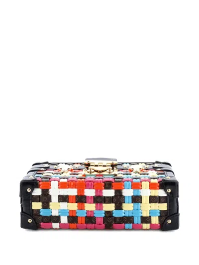 Pre-owned Louis Vuitton Petite Malle Handbag Limited Edition Lv Cafe Woven Canvas Clutch Bag In Multi
