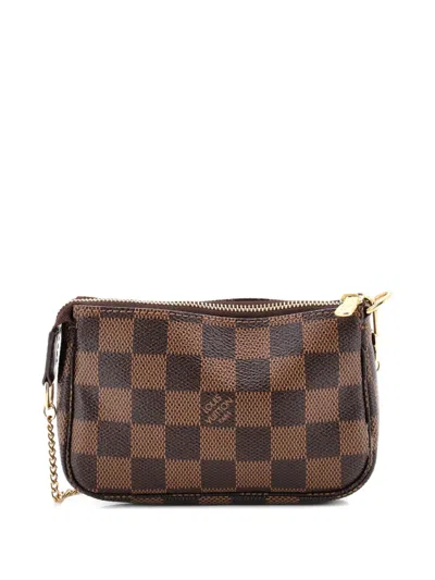Pre-owned Louis Vuitton Pochette Accessoires Limited Edition Damier Mini Clutch Bag In Brown
