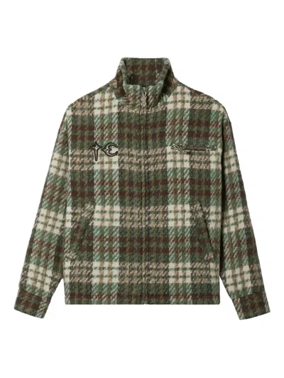 Thug Club Zip Checked Jacket In Multi