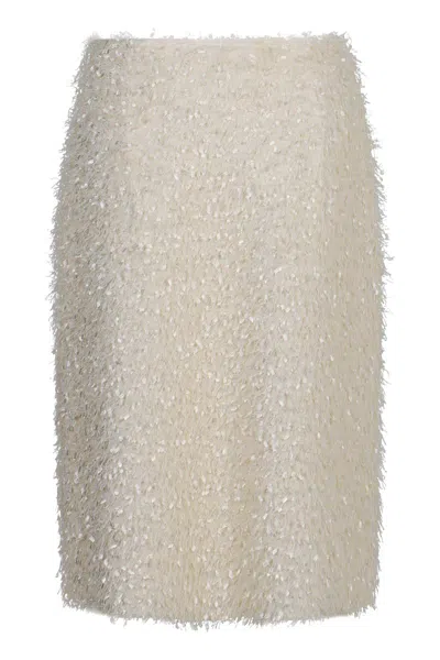 Vince Fringe Knit Dress In Neutral