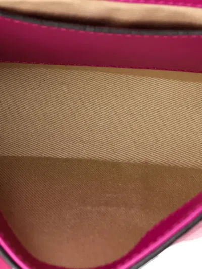 Pre-owned Chloé C Double Carry Bag Crocodile Embossed Leather Mini Shoulder Bag In Pink