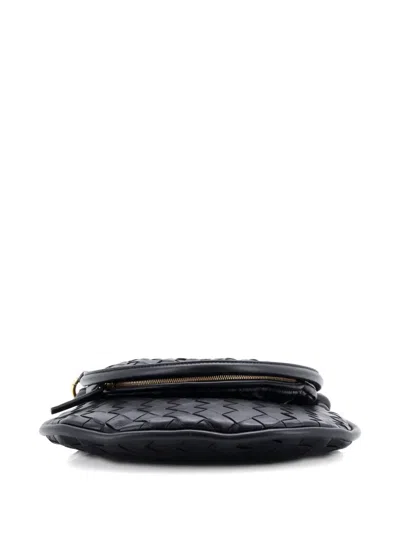Pre-owned Bottega Veneta Gemelli Intrecciato Leather Small Shoulder Bag In Black