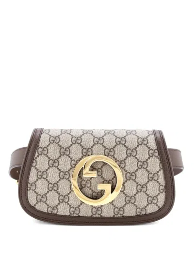 Pre-owned Gucci Blondie Gg Coated Canvas Belt Bag In Brown
