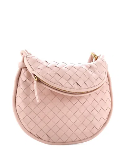 Pre-owned Bottega Veneta Gemelli Intrecciato Leather Small Shoulder Bag In Neutral