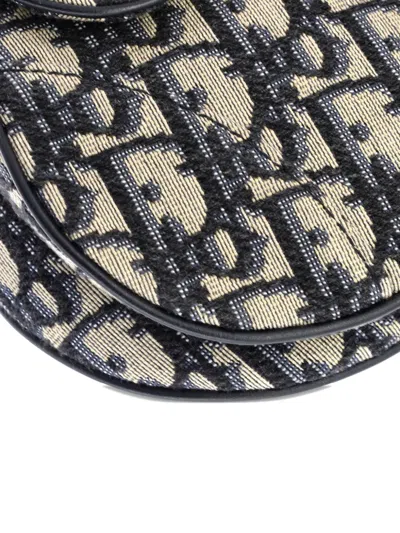Pre-owned Dior Saddle Handbag Oblique Canvas Mini Shoulder Bag In Blue