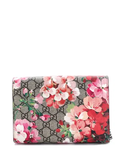 Pre-owned Gucci Dionysus Chain Wallet Blooms Print Gg Coated Canvas Small Crossbody Bag In Brown
