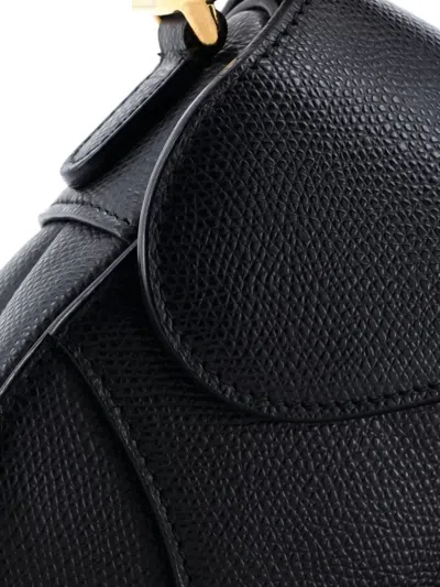 Pre-owned Dior Saddle Handbag Leather Mini Shoulder Bag In Black