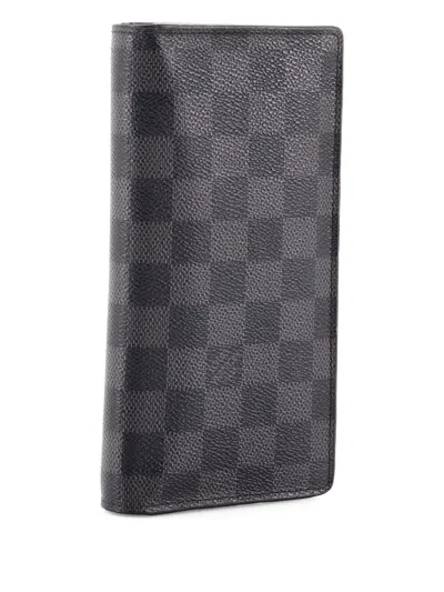 Pre-owned Louis Vuitton Brazza Wallet Damier Graphite Small Wallets In Black