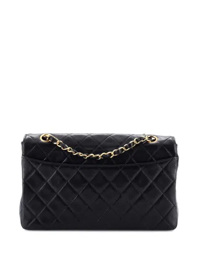 Pre-owned Chanel Cc Chain Flap Bag Quilted Lambskin Small Crossbody Bag In Black
