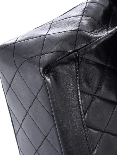 Pre-owned Chanel Cc Chain Flap Bag Quilted Lambskin Small Crossbody Bag In Black