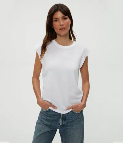 Michael Stars Joey Power Shoulder Tee In White