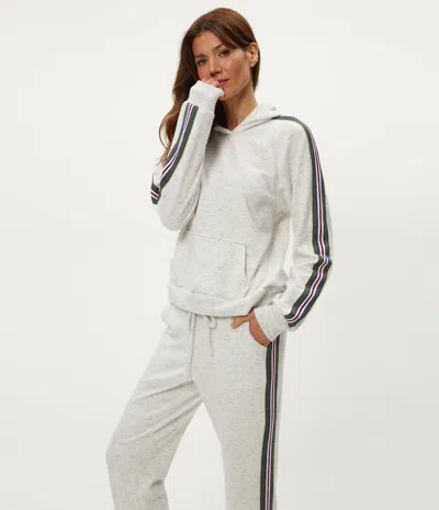 Michael Stars Latoya Stripe Accent Hoodie In White