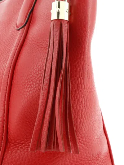 Pre-owned Gucci Soho Convertible Top Handle Bag Leather Small Satchel In Red