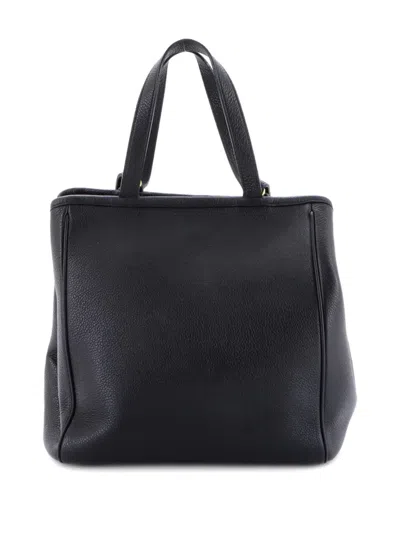 Pre-owned Celine Folded Cabas Leather Small Tote Bag In Black