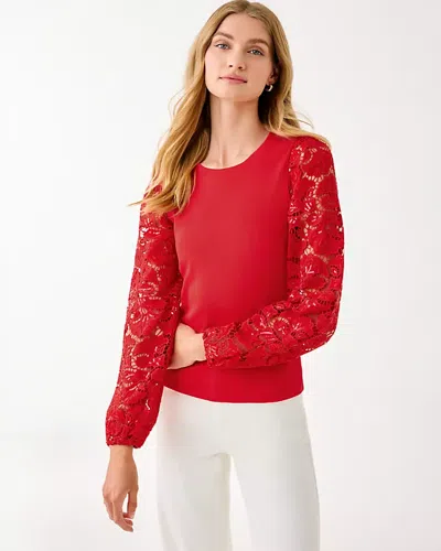 Lilly Pulitzer Bryant Lace Knit Top In Red