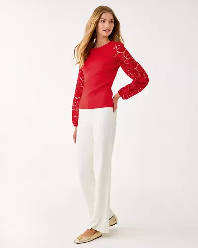 Lilly Pulitzer Bryant Lace Knit Top In Red