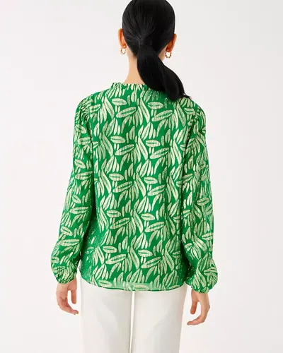 Lilly Pulitzer Giana Long Sleeve Silk Top In Green
