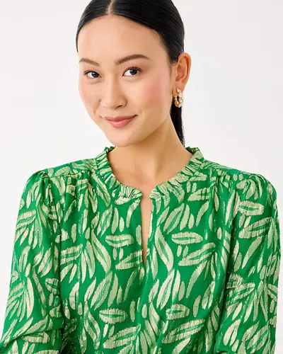 Lilly Pulitzer Giana Long Sleeve Silk Top In Green
