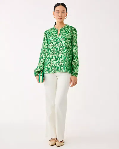 Lilly Pulitzer Giana Long Sleeve Silk Top In Green