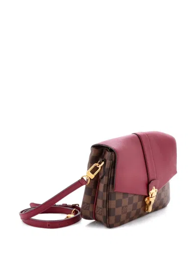 Pre-owned Louis Vuitton Clapton Handbag Damier And Leather Pm Crossbody Bag In Brown