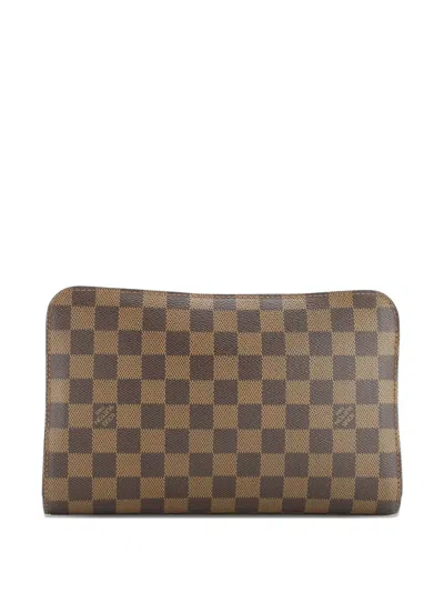 Pre-owned Louis Vuitton Pochette Saint Louis Damier Clutch Bag In Brown