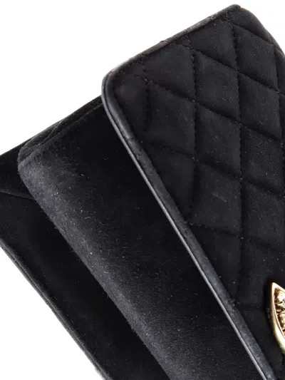 Pre-owned Chanel Cc Chain Full Flap Bag Quilted Suede With Faux Pearls And Crystals Shoulder Bag In Black