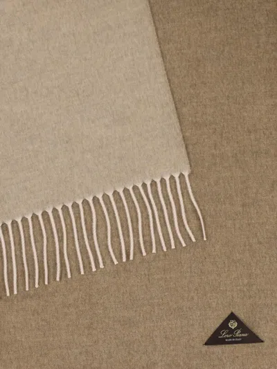 Loro Piana Two-tone Fringed Scarf In Brown