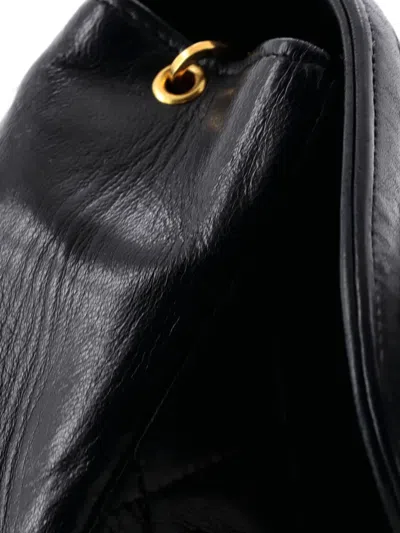 Pre-owned Chanel Cc Chain Flap Bag Quilted Lambskin Small Crossbody Bag In Black