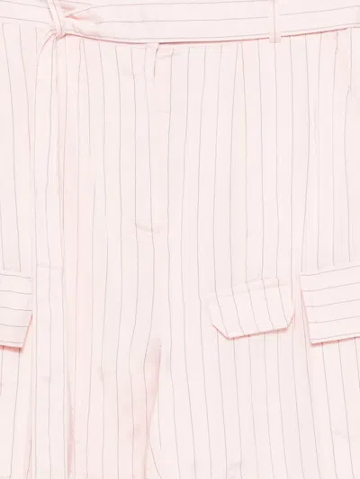Ferragamo Pinstripe-pattern Cargo-pocket Trousers In Pink
