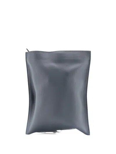 Pre-owned Hermes Pochenplus Sling Wallet Leather Crossbody Bag In Gray