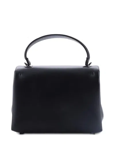 Pre-owned Valentino Garavani One Stud Top Handle Flap Bag Leather Mini Shoulder Bag In Black
