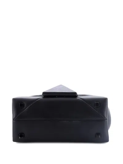 Pre-owned Valentino Garavani One Stud Top Handle Flap Bag Leather Mini Shoulder Bag In Black