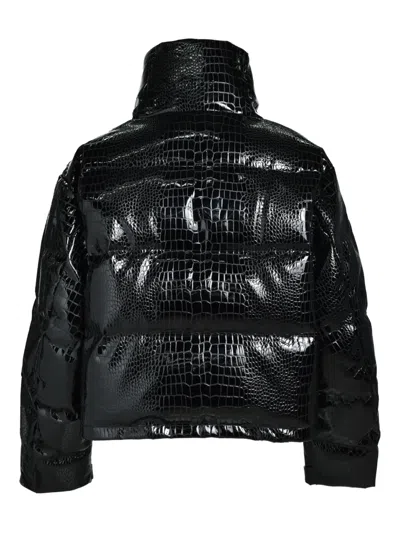 Breath Croc-embossed Padded Jacket In Black