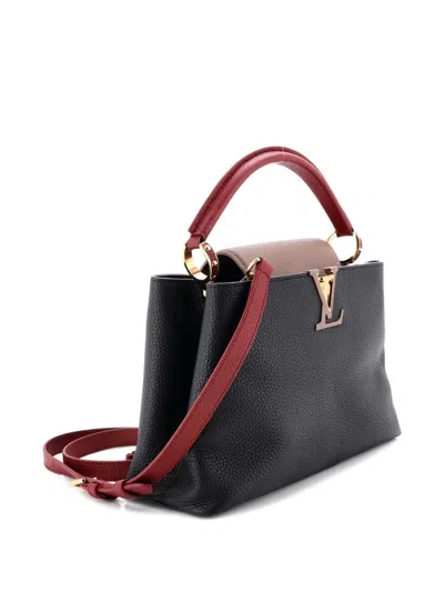 Pre-owned Louis Vuitton Capucines Bag Leather Pm Satchel In Black