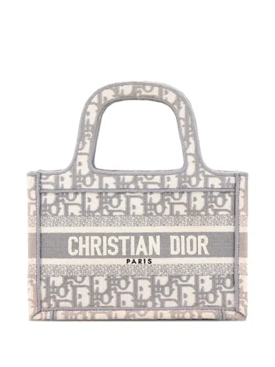 Pre-owned Dior Book Oblique Canvas Mini Tote Bag In Gray