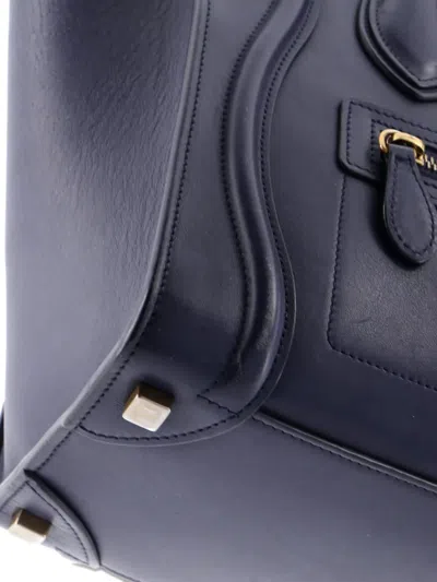 Pre-owned Celine Luggage Bag Smooth Leather Mini Tote Bag In Blue