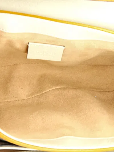 Pre-owned Gucci Padlock Front Pocket Flap Gg Coated Canvas And Leather Mini Shoulder Bag In Neutral