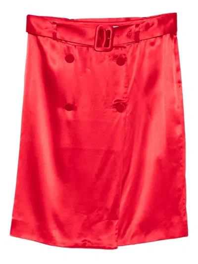 束腰排扣中长半身裙