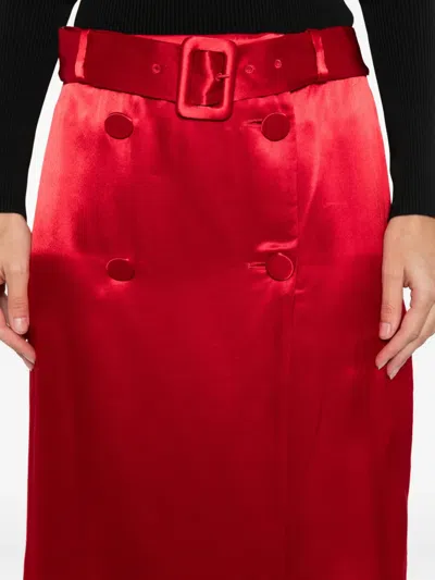 束腰排扣中长半身裙