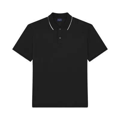 Paul & Shark X-soft Interlock Cotton Polo Shirt With Contrast Profiles In Black