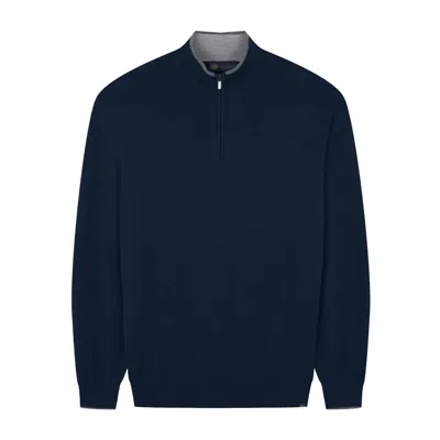 Paul & Shark Wool Silk Half Zip Sweater In Blue