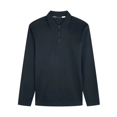 Paul & Shark Aqua Touch Cotton Zip-up Polo Shirt In Blue
